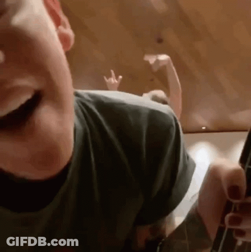 Person's Face With Peace Sign Hand GIF