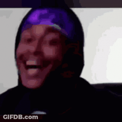 Person's Face With Purple Headband GIF