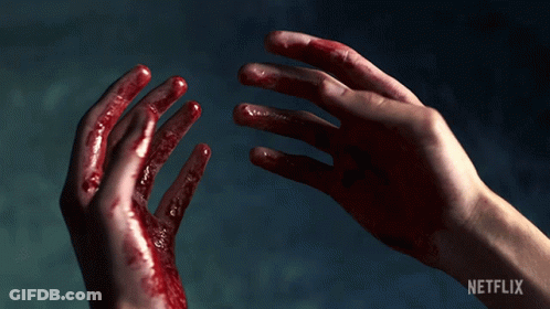 Person's Hands Covered In Blood GIF
