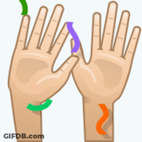 Person's Hands With Green Arrow Pointing Right GIF
