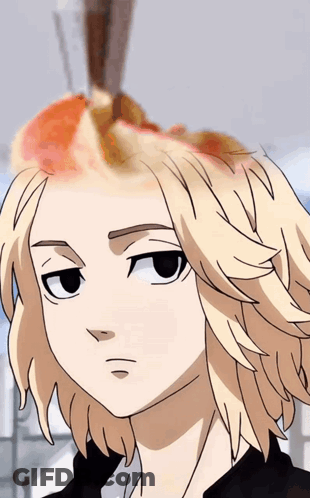 Person's Head With Food On Top GIF