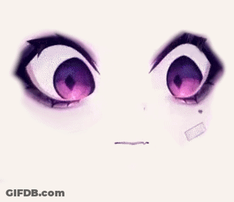 Person's Purple Eyes With Smirk GIF