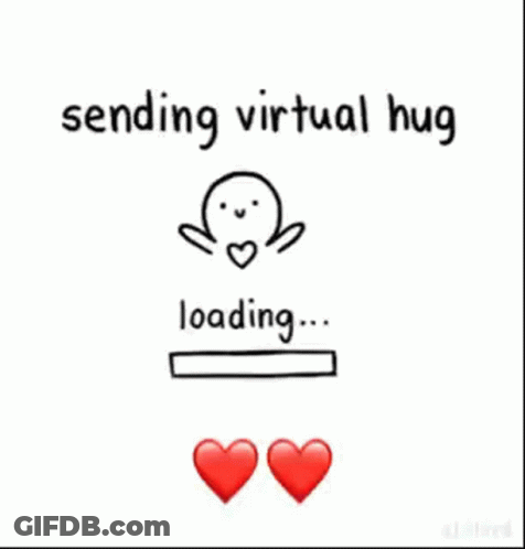 Person Sending Virtual Hug With Two Red Hearts GIF