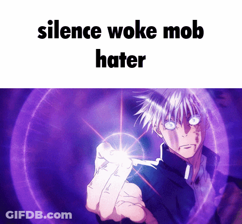 Person Silence Woke Mob Hater Purple Background GIF