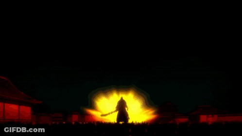 Person Silhouette In Front Of Fire GIF