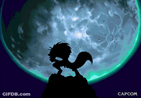 Person Silhouette In Front Of Full Moon GIF