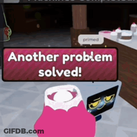 Person Sitting At Computer Saying Another Problem Solved GIF