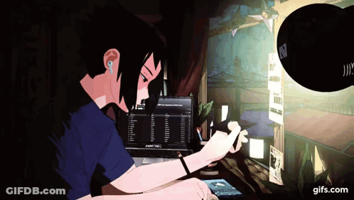 Person Sitting At Computer With Gifs.com GIF