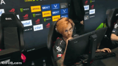 Person Sitting At Computer With Intel Logos GIF
