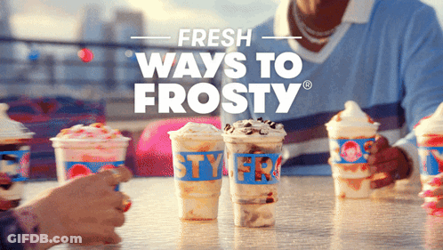 Person Sitting At Table With Frosty Ice Cream Cups GIF
