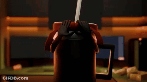 Person Sitting In Chair Holding Sword GIF