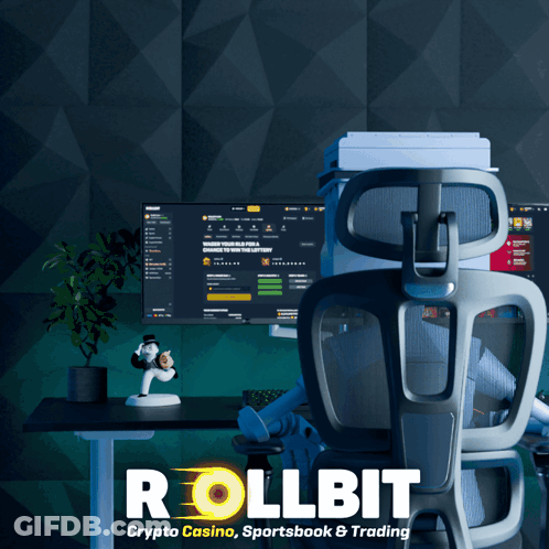 Person Sitting In Front Of Computer With Rollbit GIF