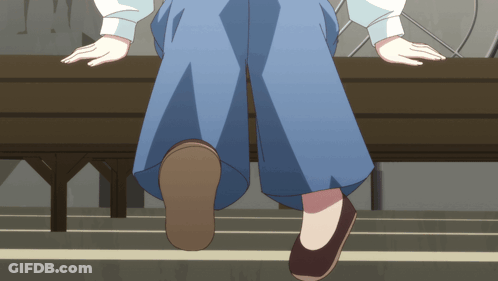 Person Sitting On Bench With Hands On Edge GIF