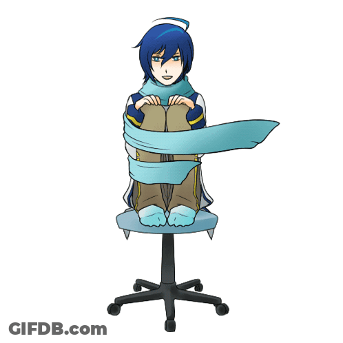 Person Sitting On Chair With Blue Scarf GIF