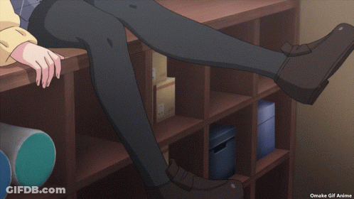 Person Sitting On Shelf Omake GIF Anime GIF
