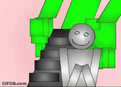 Person Sitting On Staircase Green Background GIF