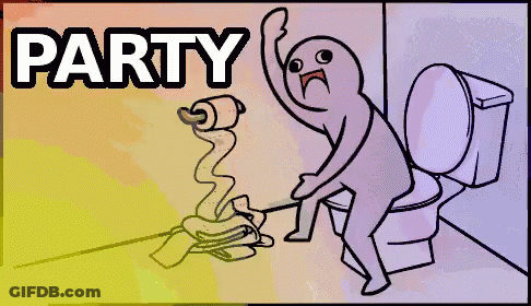 Person Sitting On Toilet With Party Toilet Paper GIF