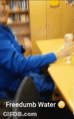 Person Sitting With Water Bottle Freedumb Water GIF