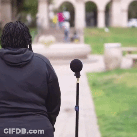 Person Standing At Microphone In Park GIF