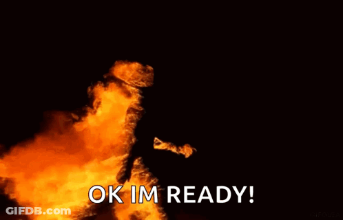 Person Standing Before Large Fire Ok Im Ready GIF