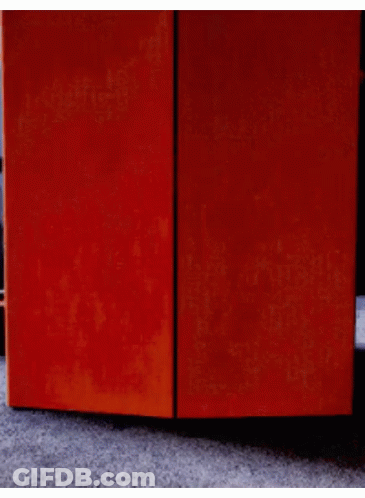 Person Standing Behind Red Door GIF