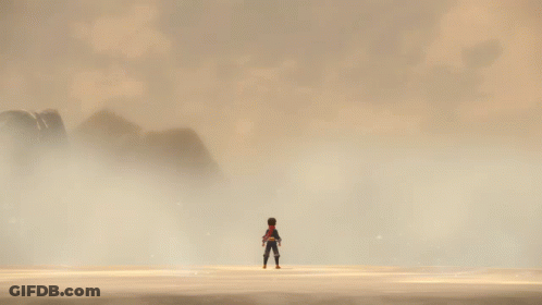 Person Standing In Desert With Mountain GIF
