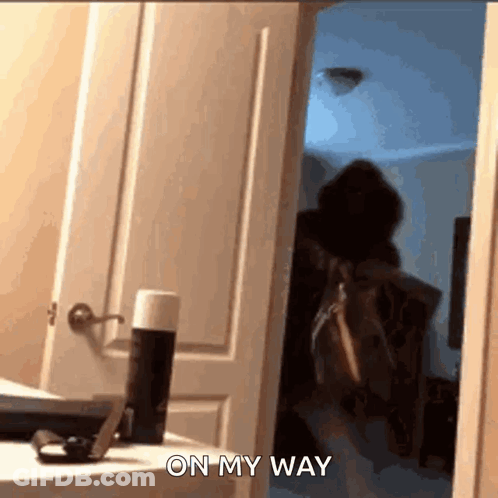Person Standing In Doorway Saying On My Way GIF