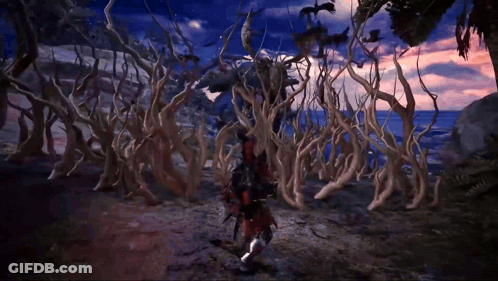 Person Standing In Forest With Sunset GIF