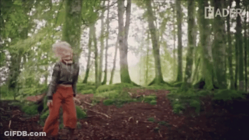 Person Standing In Forest With Word Hader GIF