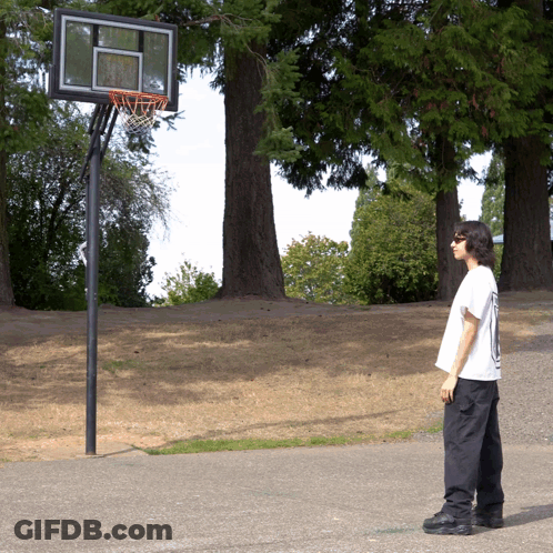 Person Standing In Front Of Basketball Net GIF