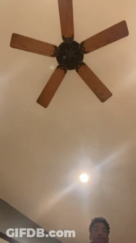 Person Standing In Front Of Ceiling Fan GIF