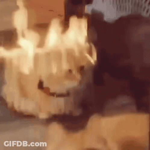 Person Standing In Front Of Fire GIF