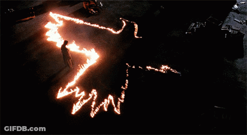 Person Standing In Front Of Fire Bird Drawing GIF