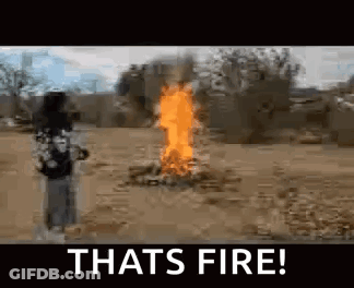 Person Standing In Front Of Fire GIF