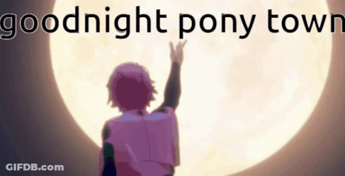 Person Standing In Front Of Full Moon Saying Goodnight Pony Town GIF