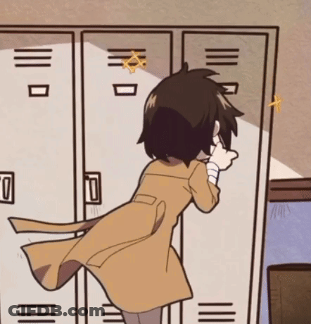 Person Standing In Front Of Lockers GIF
