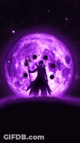 Person Standing In Front Of Purple Moon GIF