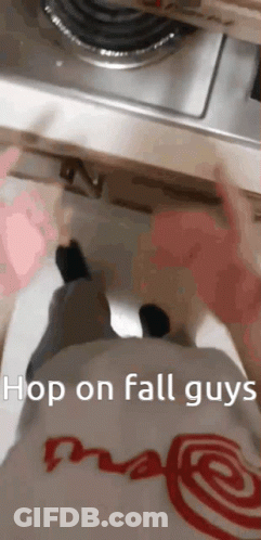 Person Standing In Front Of Stove Hop On Fall Guys GIF