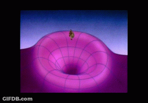 Person Standing In Hole In Purple Object GIF