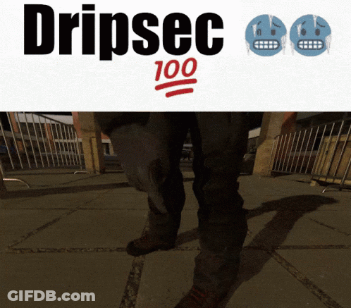Person Standing Next To Dripsec 100 Sign GIF