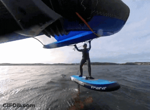 Person Standing On Board Saying 8' X 28' X 5 GIF