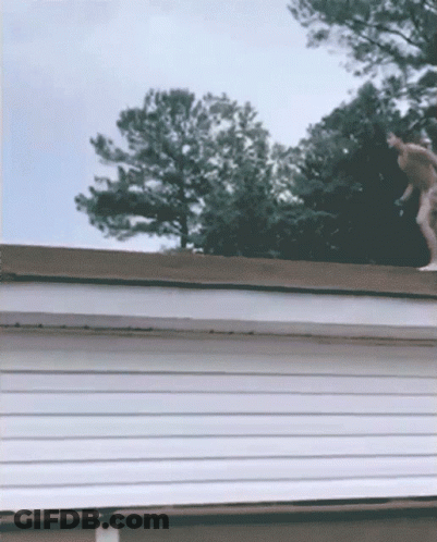 Person Standing On Roof Of House GIF