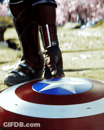 Person Standing On Shield With Blue Star GIF