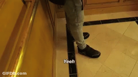 Person Standing On Tiled Floor Saying Yeeh GIF