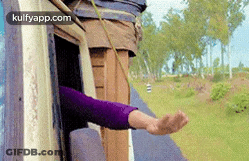 Person Sticking Hand Out Train Window GIF