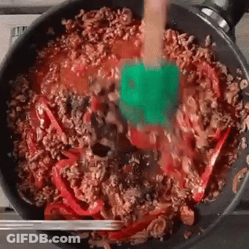 Person Stirring Food With Spatula GIF