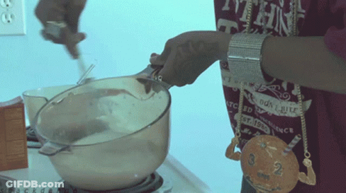 Person Stirring Pot Wearing I M A Bitch Shirt GIF