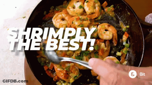 Person Stirring Shrimp In Skillet Shrimply The Best GIF