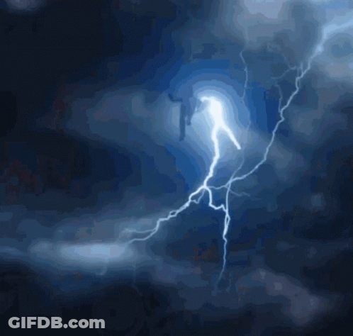 Person Struck By Lightning In Dark Sky GIF