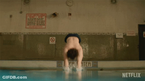 Person Swimming In Pool With Netflix Logo GIF